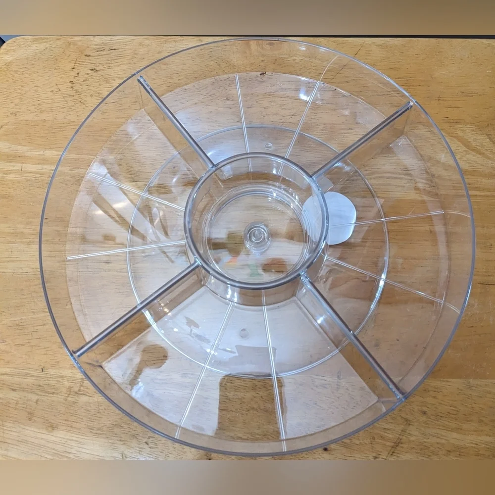 New Lazy Susan Snack And Dip Tray, Clear Rotating Storage Organizer, T12MIS